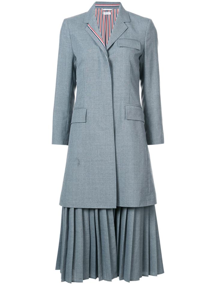 Thom Browne Pleated Bottom Chesterfield Overcoat In School Uniform