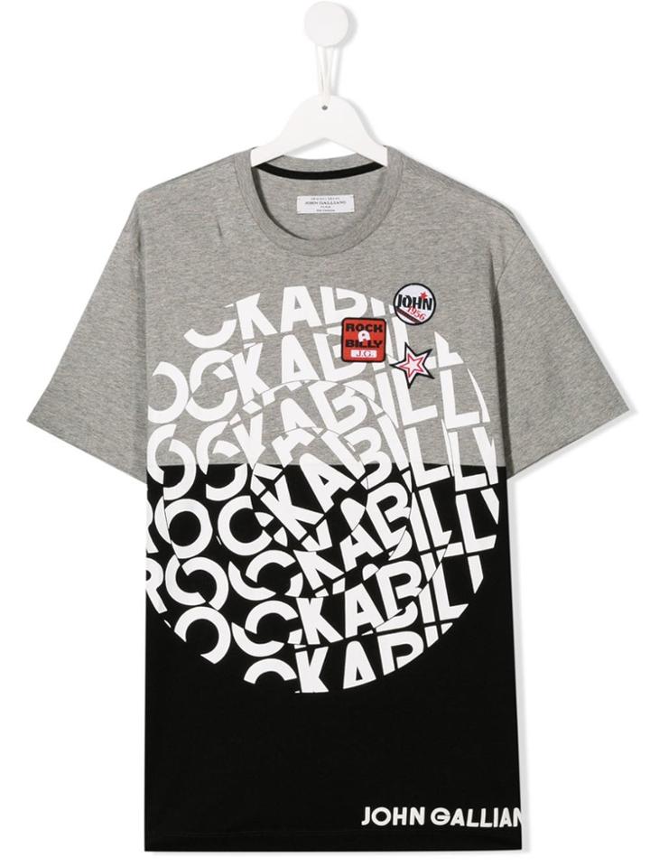 John Galliano Kids Contrast Panel T-shirt - Grey