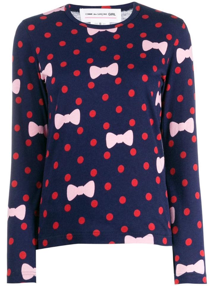 Comme Des Garçons Girl Polka Dot Bow Print Sweater - Blue