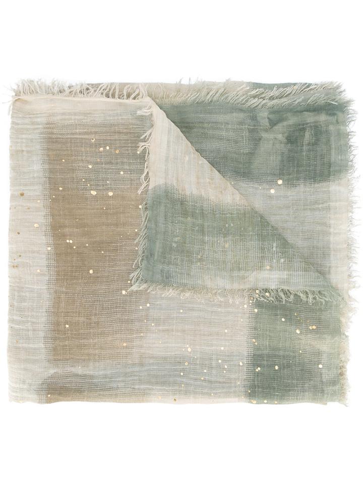 Faliero Sarti Striped Scarf, Women's, Green, Silk/cotton/modal/cashmere