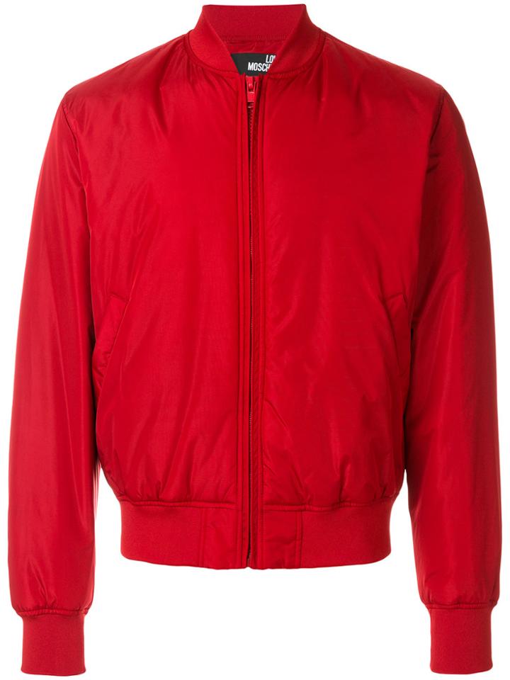 Love Moschino Logo Embroidery Bomber Jacket - Red