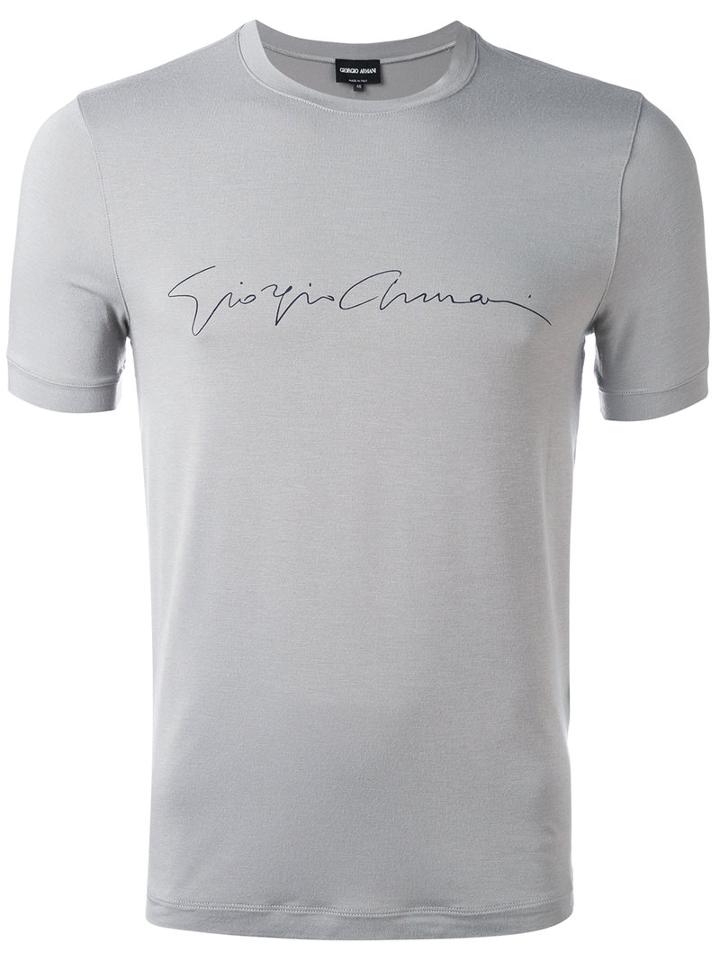 Signature Print T-shirt - Men - Spandex/elastane/viscose - 46, Grey, Spandex/elastane/viscose, Giorgio Armani