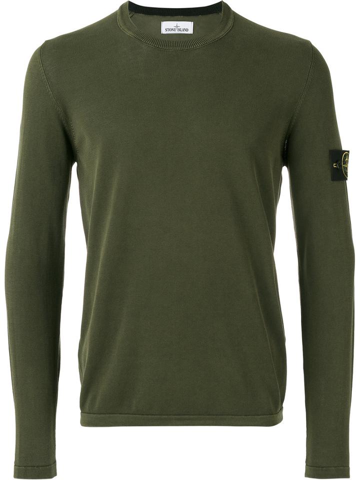 Stone Island Arm Patch Jumper, Men's, Size: Medium, Green, Cotton
