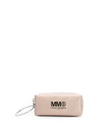 Mm6 Maison Margiela Logo Zipped Clutch - Neutrals