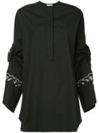 Oscar De La Renta Crystal Flowers Blouse - Black