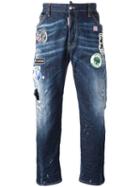 Dsquared2 Workwear Patch Detail Jeans, Men's, Size: 50, Blue, Cotton/spandex/elastane