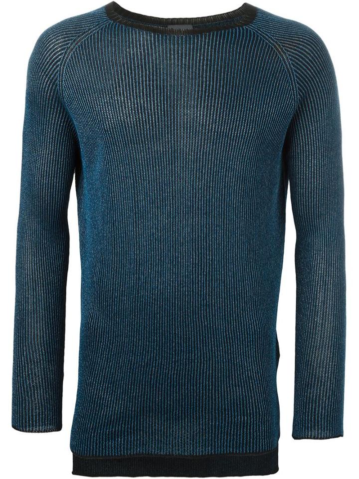 Laneus Ribbed Contrast Collar Jumper