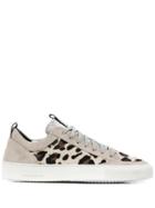 P448 Leopard Print Panelled Sneakers - Neutrals