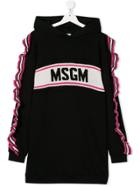 Msgm Kids Teen Logo Hoodie Dress - Black