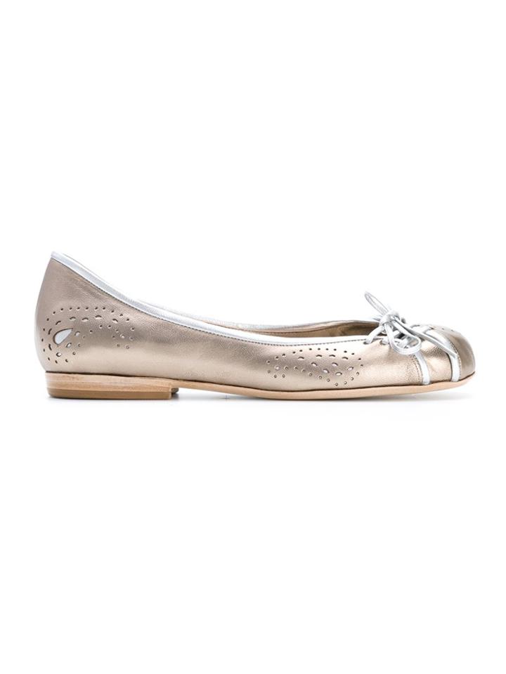 Sarah Chofakian Round Toe Ballerinas - Metallic