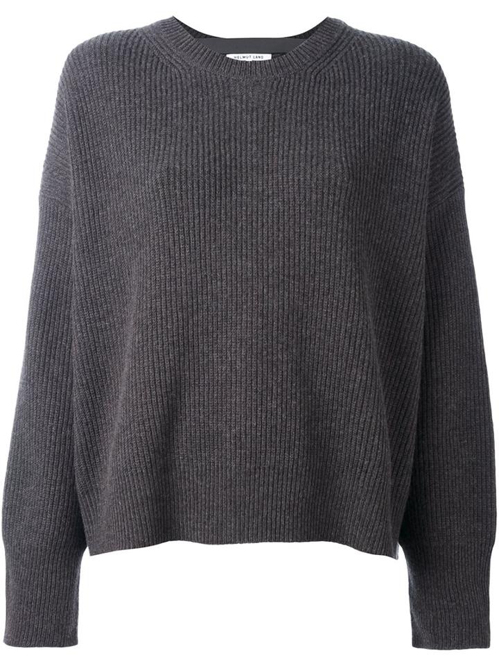 Helmut Lang Round Neck Sweater, Women's, Size: Large, Grey, Cashmere/wool