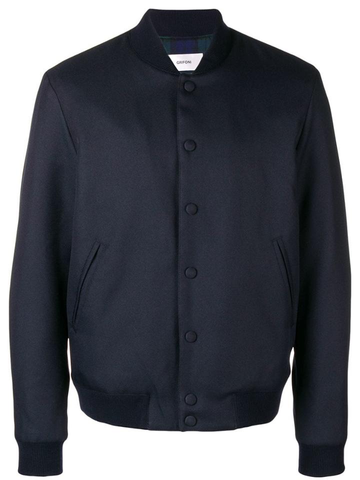 Mauro Grifoni Press Stud Bomber Jacket - Blue