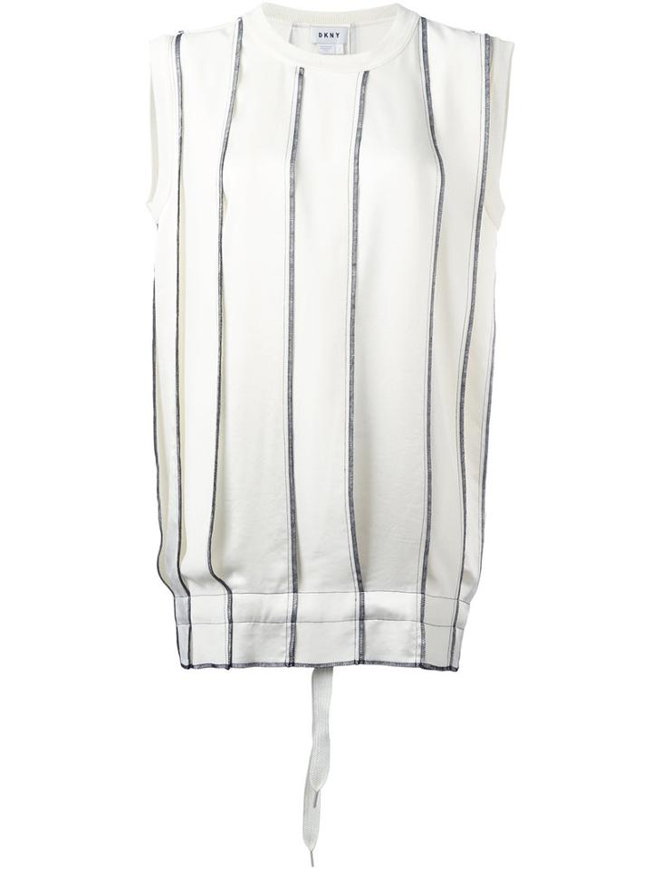 Dkny Pleated Knitted Top, Women's, Size: Xs, White, Polyester/triacetate/merino