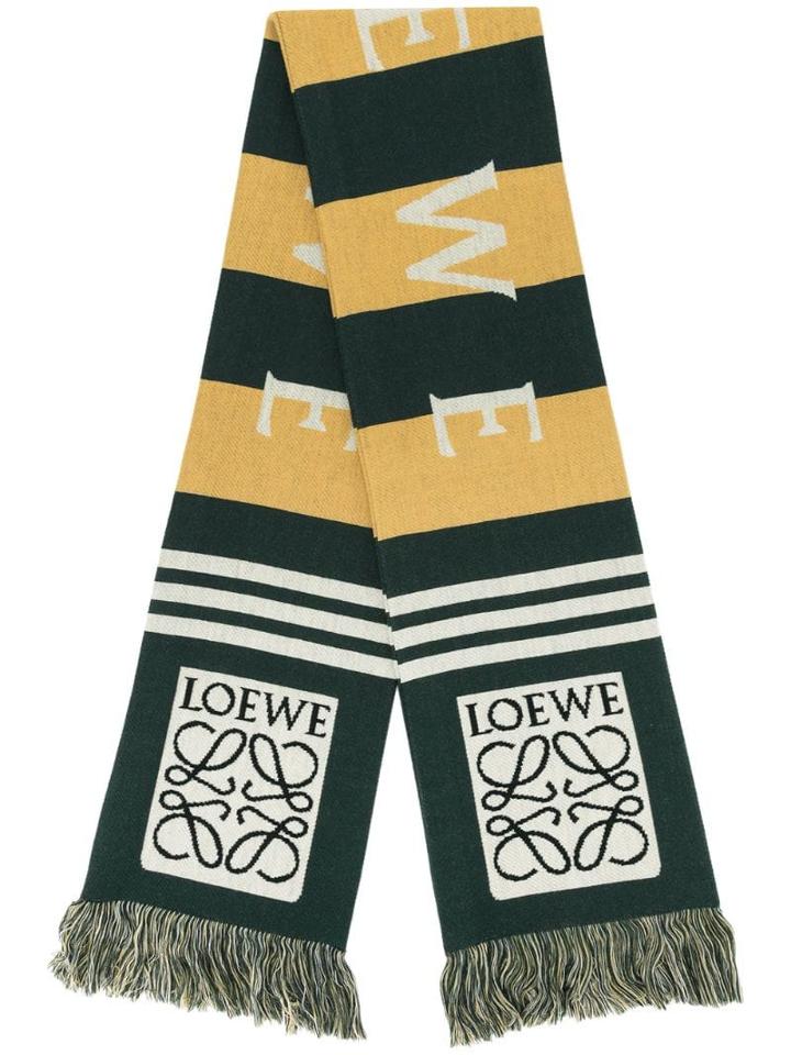 Loewe Logo Knit Scarf - Green