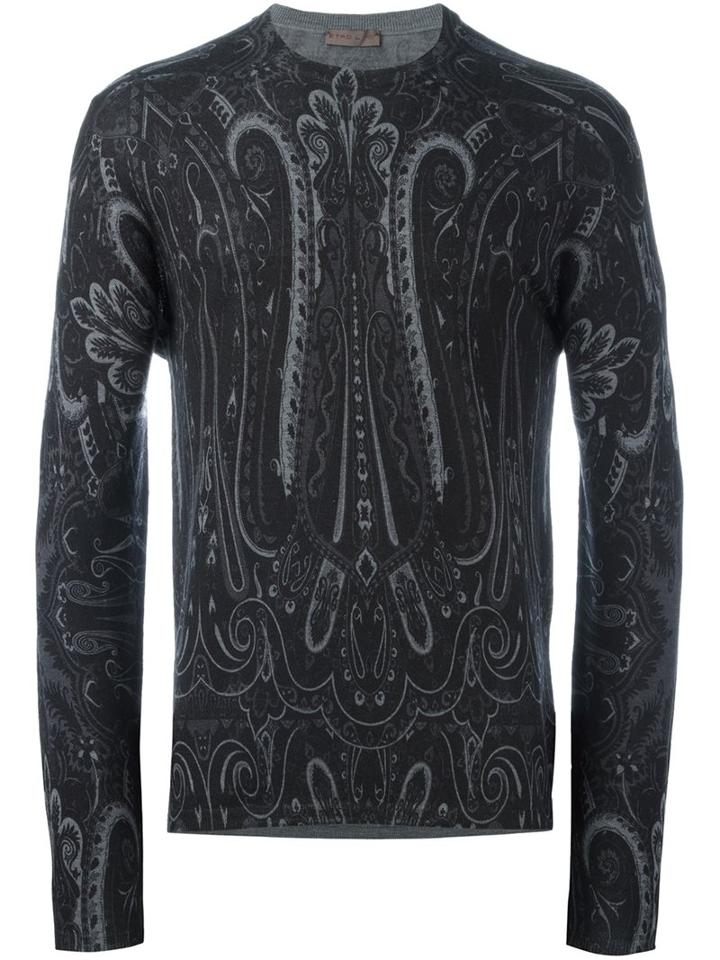 Etro Abstract Pattern Pullover, Men's, Size: Xxl, Grey, Wool