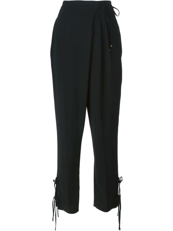 Roberto Cavalli Drop Crotch Wrap Trousers, Women's, Size: 40, Black, Viscose/spandex/elastane/silk