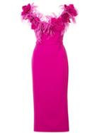 Marchesa Embellished Sheath Midi Dress - Pink & Purple