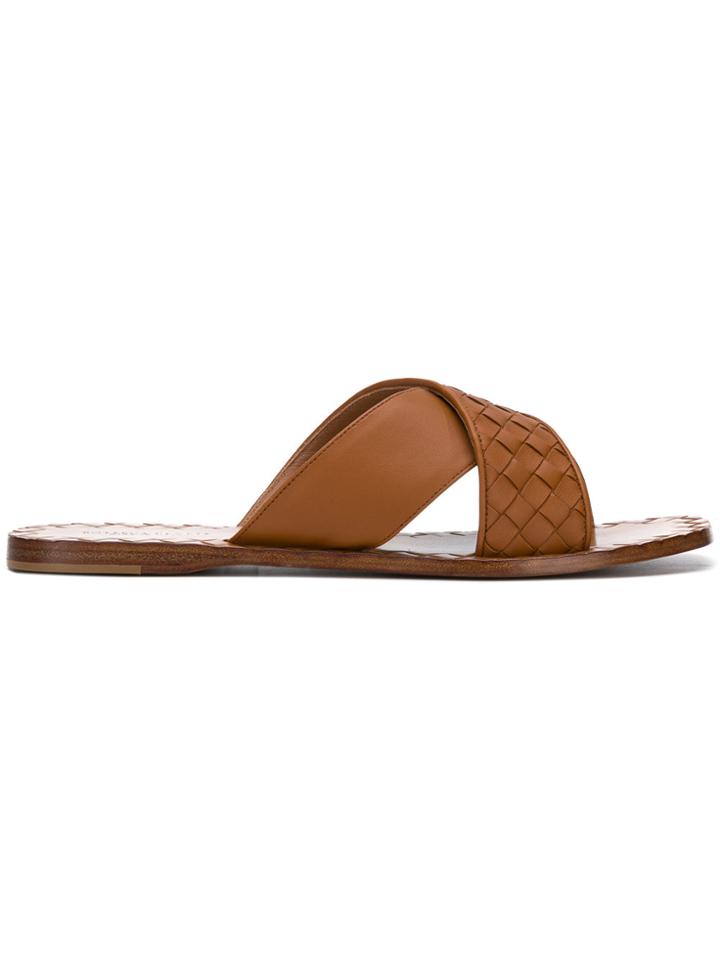 Bottega Veneta Intrecciato Woven Sandals - Brown