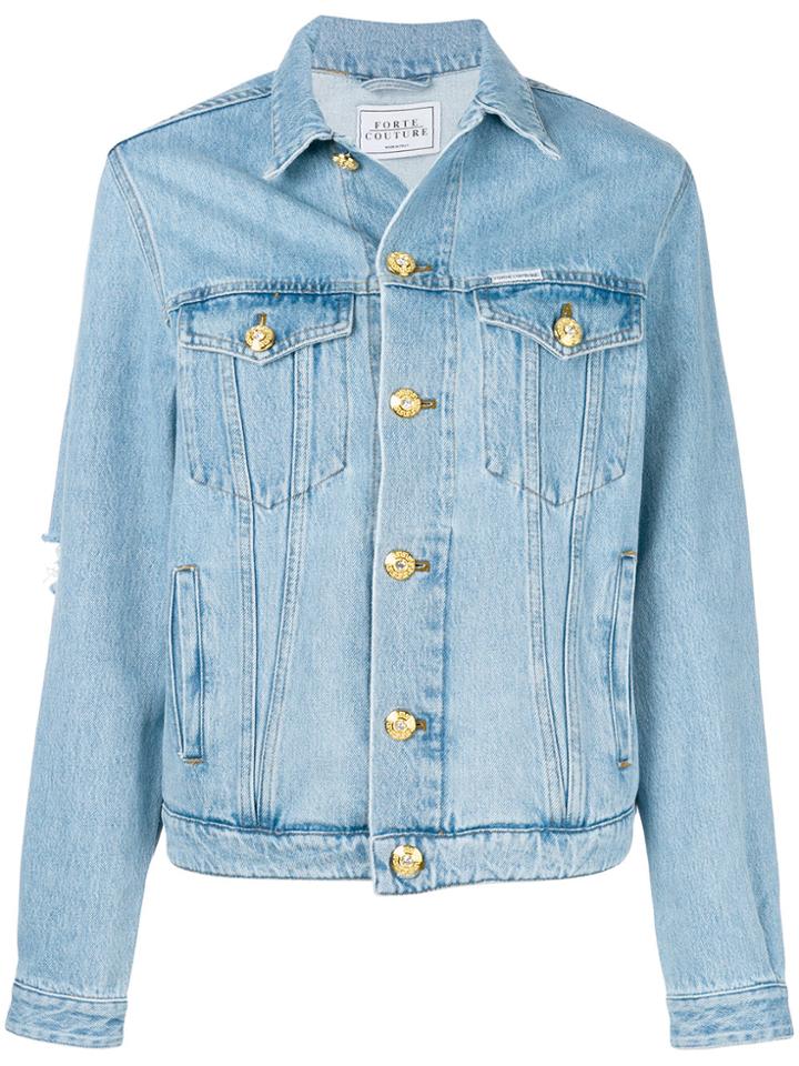 Forte Dei Marmi Couture Button-embellished Denim Jacket - Blue