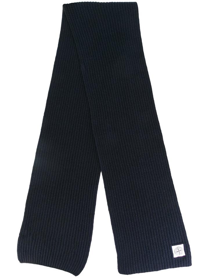 Stone Island Ribbed Scarf, Men's, Blue, Polyamide/wool