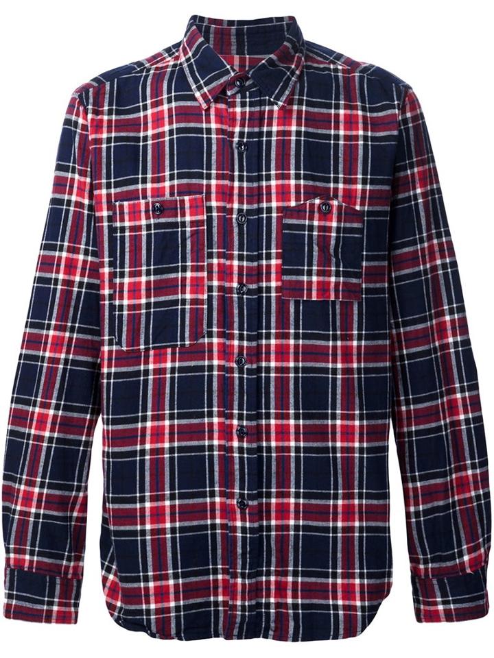 Engineered Garments Plaid 'work' Shirt, Men's, Size: Large, Blue, Cotton