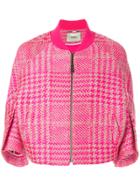 Fendi Glen Plaid Tailored Bomber Jacket - Pink & Purple