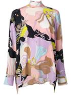 Emilio Pucci Mirabilis Print Tie-neck Silk Top - Blue