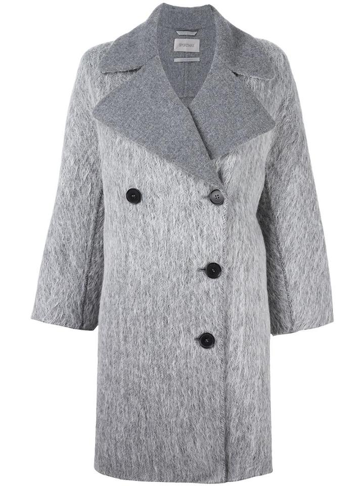 Sportmax Double Breasted Boxy Coat, Women's, Size: 42, Grey, Virgin Wool/alpaca