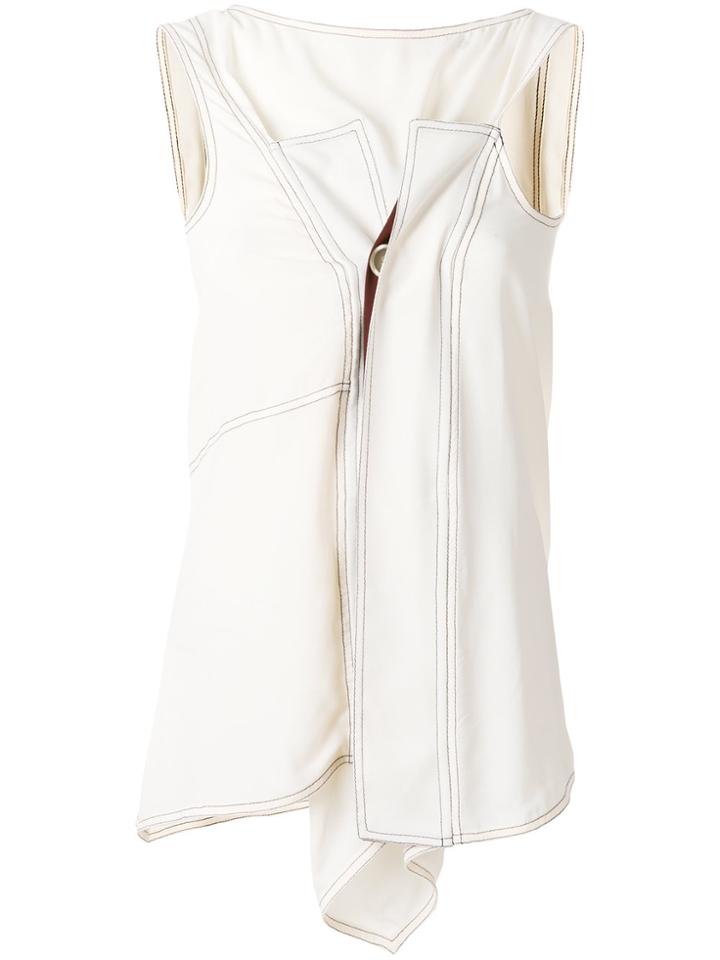 Marni Asymmetric Sleeveless Blouse - Nude & Neutrals