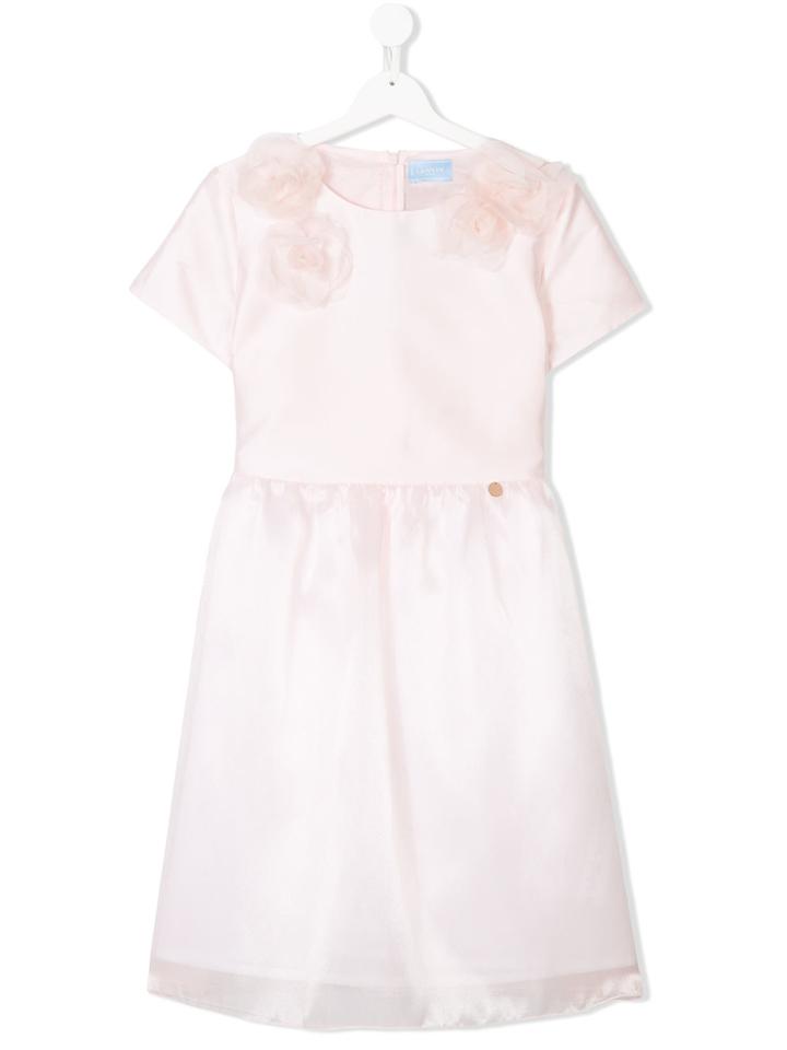 Lanvin Enfant Teen Floral Appliqué Dress - Pink & Purple
