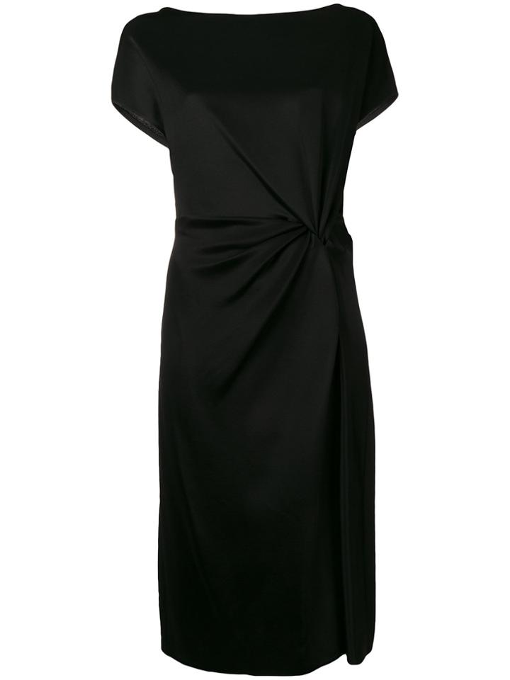 Lanvin Ruched Side Slit Mini Dress - Black