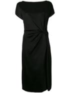 Lanvin Ruched Side Slit Mini Dress - Black