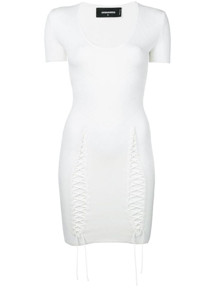 Dsquared2 Drawcord Detailed Mini Dress - White