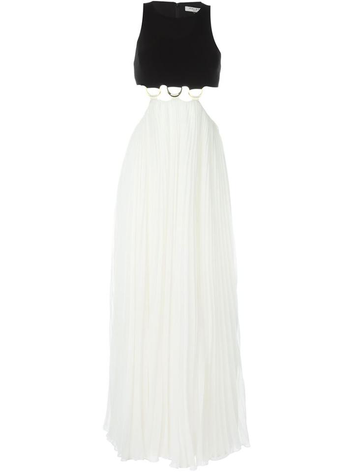 Halston Heritage Cut Out Empire Dress With Gold Ring Waist Detail