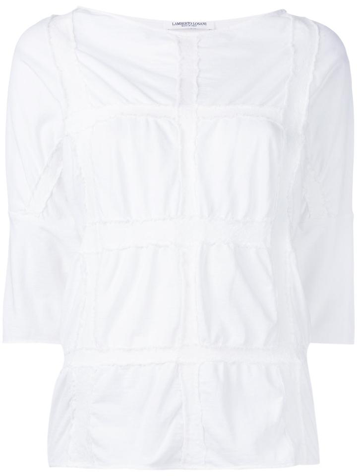 Lamberto Losani - Checked Effect Blouse - Women - Cotton - S, White, Cotton