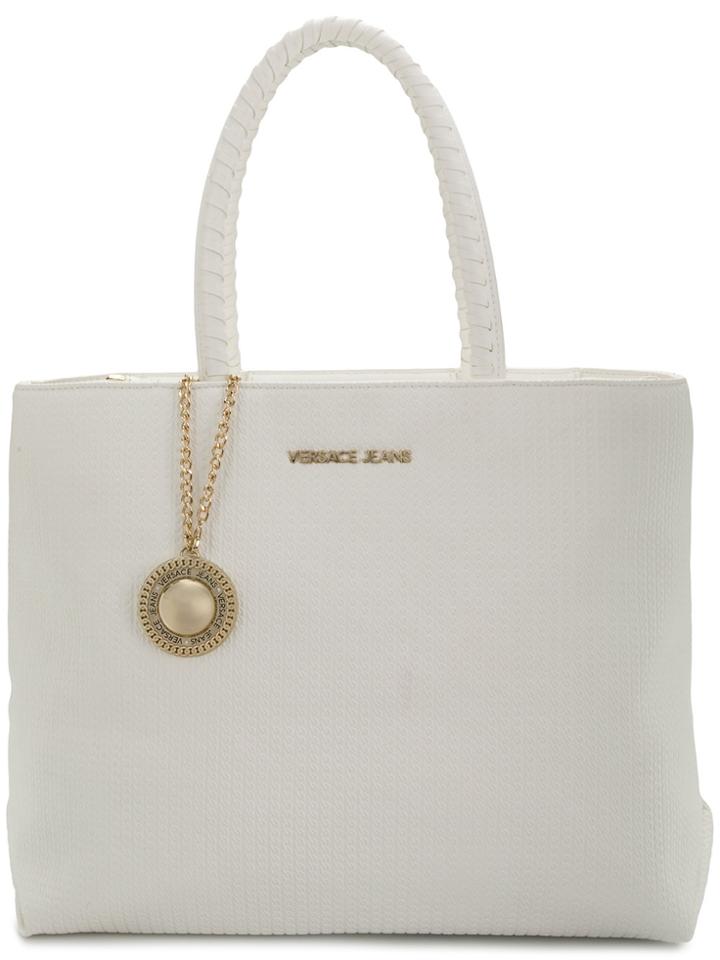 Versace Jeans Textured Logo Crossbody Bag - White