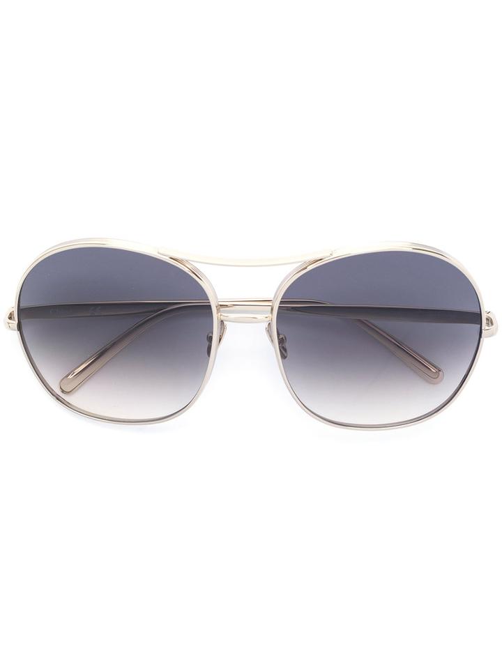 Chloé - Oversized Sunglasses - Women - Metal - 61, Grey, Metal