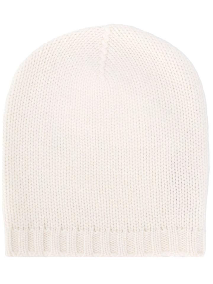 Lamberto Losani Ribbed Hem Beanie - White