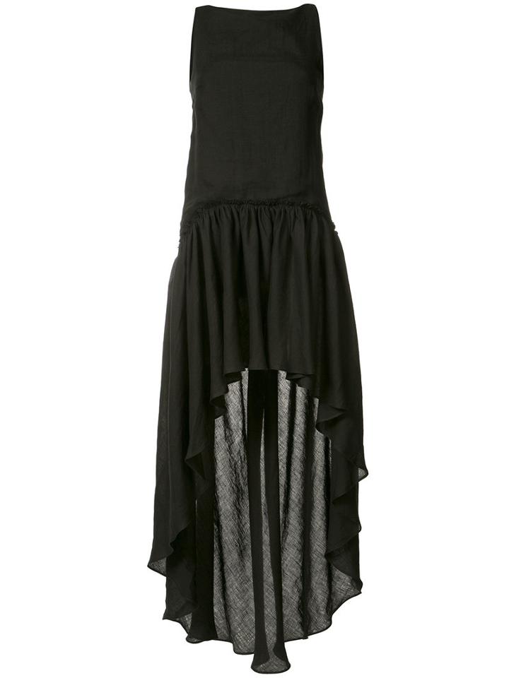 Martin Grant - Asymmetric Hem Shift Dress - Women - Silk/linen/flax - 40, Black, Silk/linen/flax