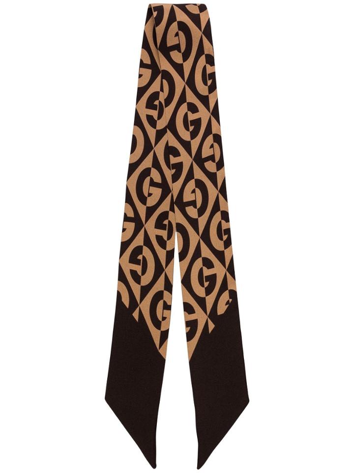 Gucci Rhombus Logo Print Silk Tie - Brown