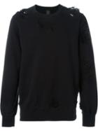 Mihara Yasuhiro Distressed Sweatshirt, Men's, Size: 50, Black, Cotton