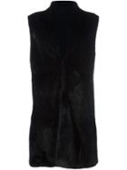 Liska Sleeveless Mink Fur Coat, Women's, Size: M, Black, Mink Fur/lamb Fur