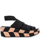 Salvatore Ferragamo Grosgrain Wedge Sandals - Black