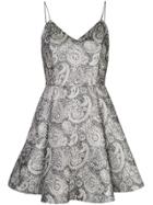 Alice+olivia Anette Paisley Pattern Flared Mini Dress - Silver
