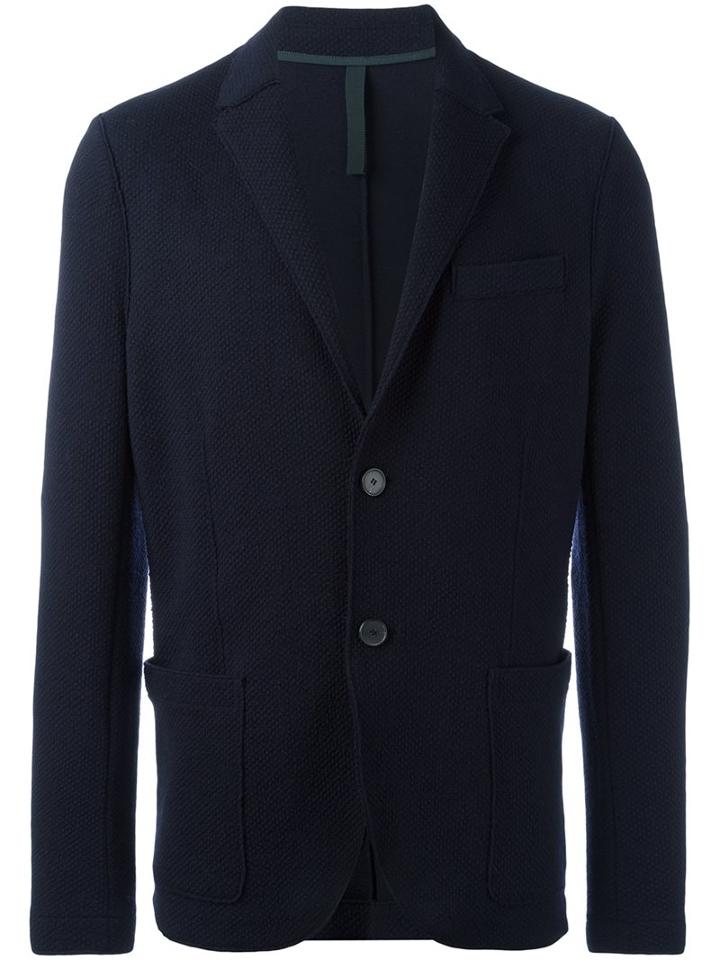 Harris Wharf London Buttoned Knit Blazer, Men's, Size: 54, Blue, Virgin Wool