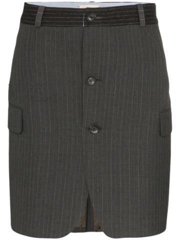 Rentrayage Pinstripe Wool Mini Skirt - Grey