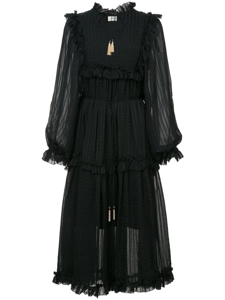 Zimmermann Pleated Ruffle Dress - Black