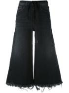 Off-white - Printed Wide Leg Cropped Jeans - Women - Cotton/spandex/elastane - 27, Black, Cotton/spandex/elastane