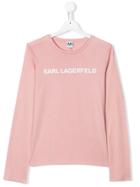 Karl Lagerfeld Kids Girls Pink Logo Print Top