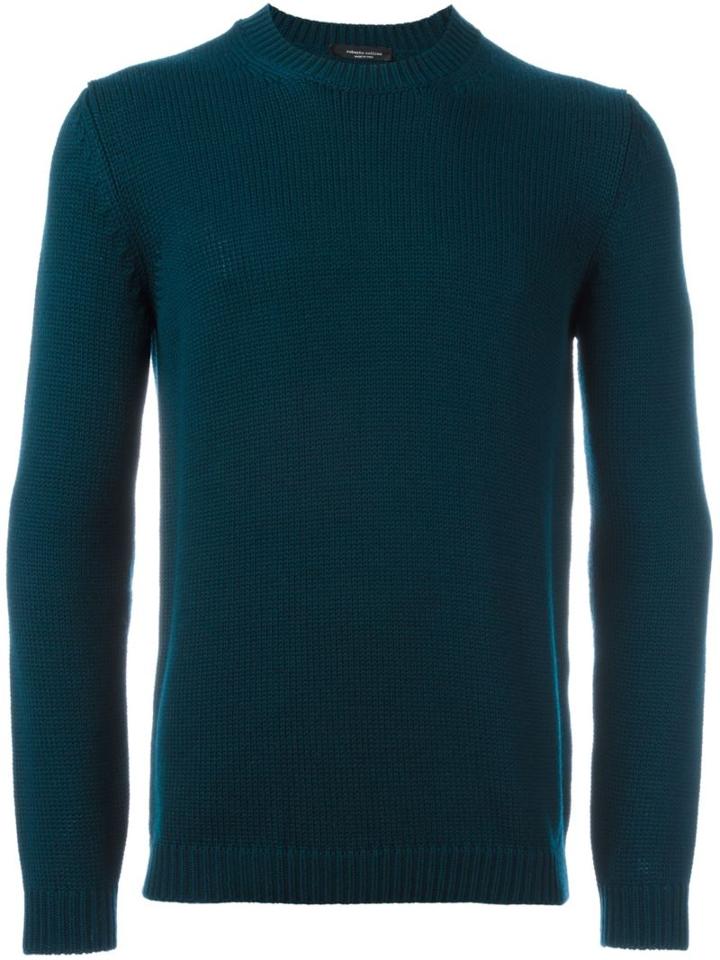 Roberto Collina Classic Jumper, Men's, Size: 46, Blue, Merino